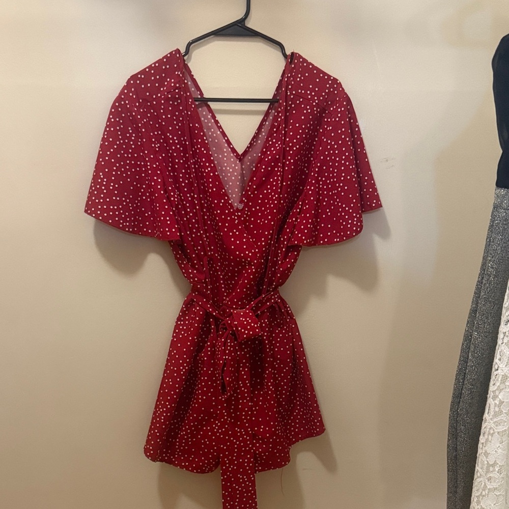 Red Polka Dot Wrap Dress